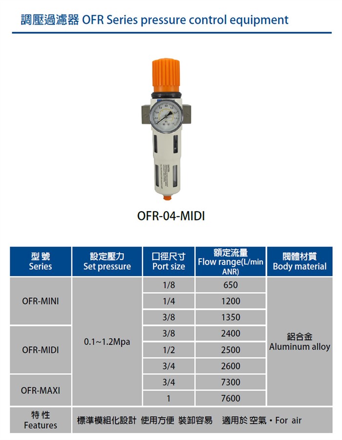 Air Regulator Filter OFR series