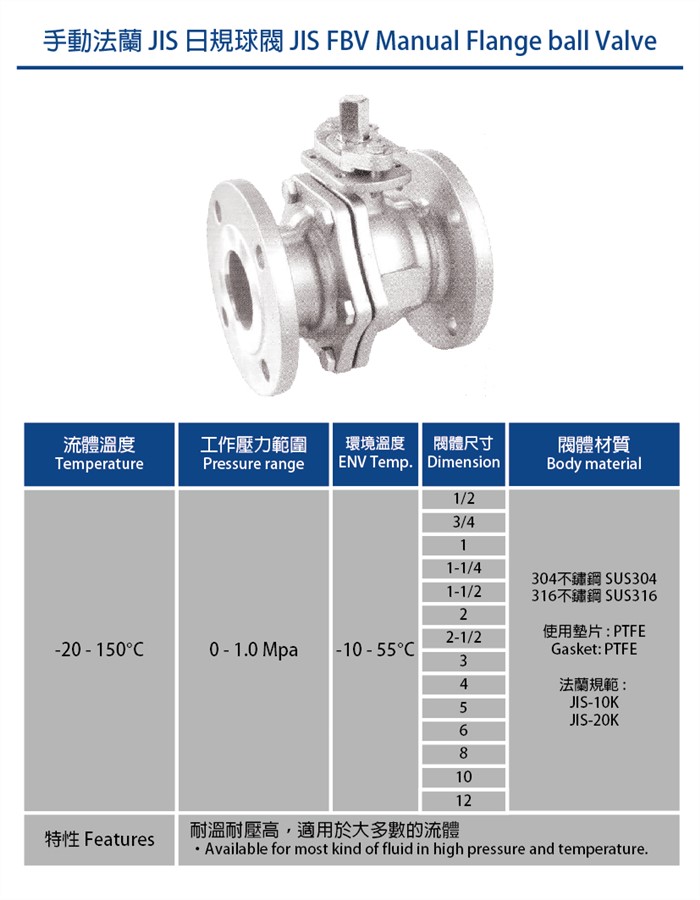 S.S Manual JIS Flange Ball Valve