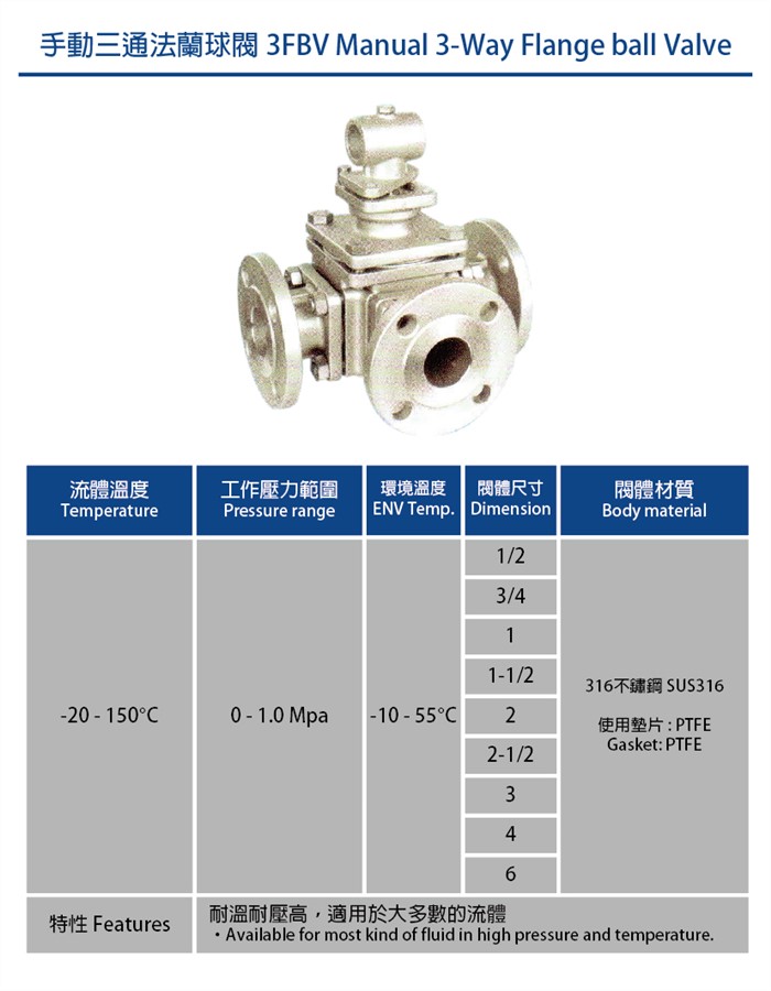 S.S Manual 3 Way Flange Ball Valve