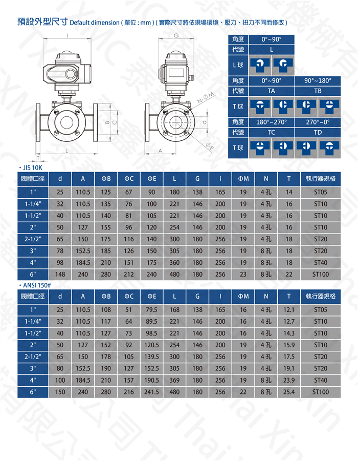 三通口法蘭電動球閥 Electric motorized 3-way flange ball valve